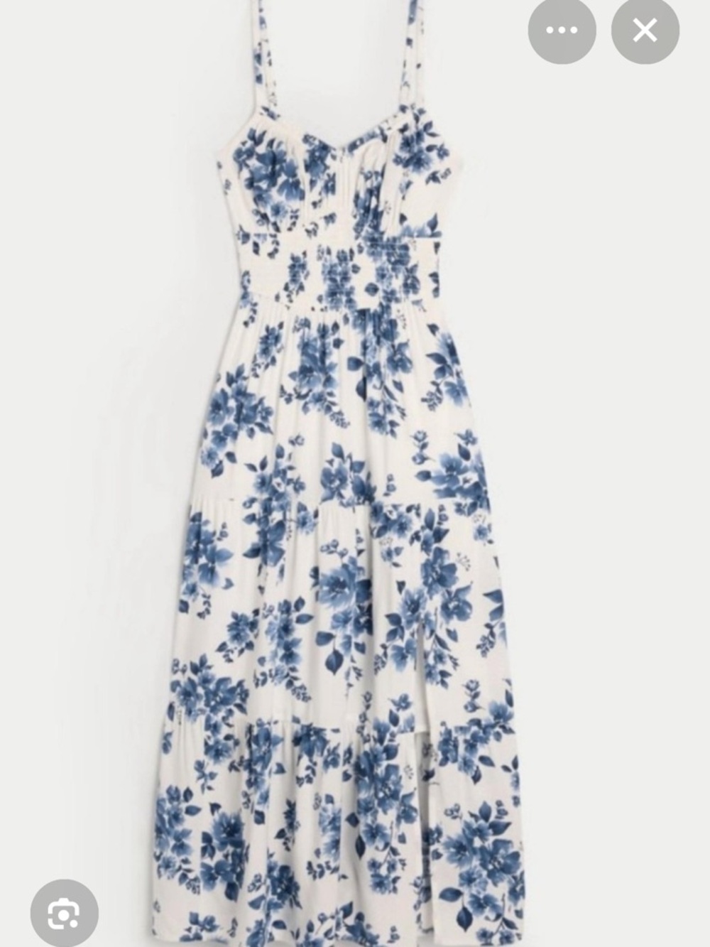 Hollister White Maxi Skirt with Blue Floral Print
